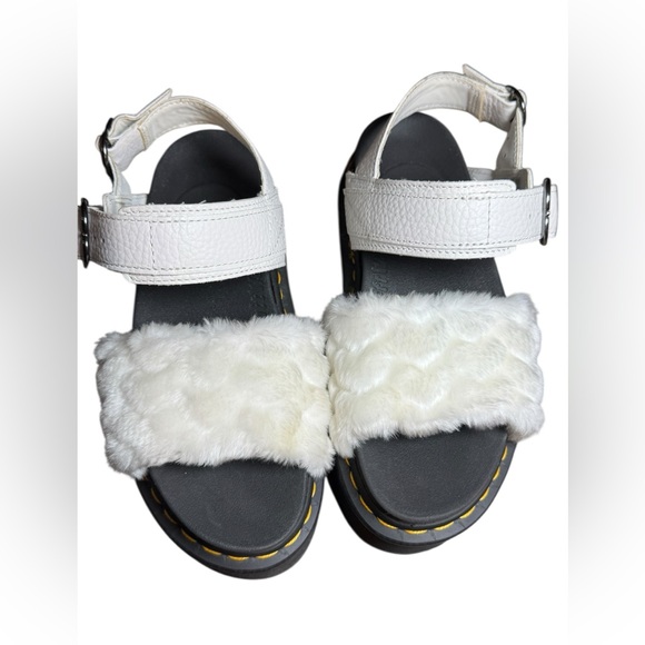 Dr. Martens White and Black Voss Quad Platform Sandals - Picture 2 of 5
